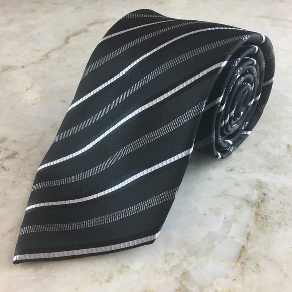 VERSA BLACK & SILVER REGIMENT TIE - Picture 12 of 14